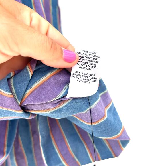 New Natalie Martin Stevie Mini Dress Rayon Batik Striped Lavender Medium - Picture 9 of 10